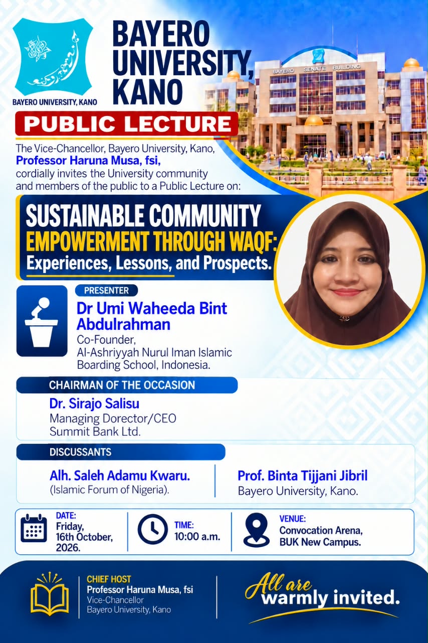 SUSTAINABLE COMMUNITY DEVELOPMENT THROUGH WAQF: Experiences, Lessons and Prospects.